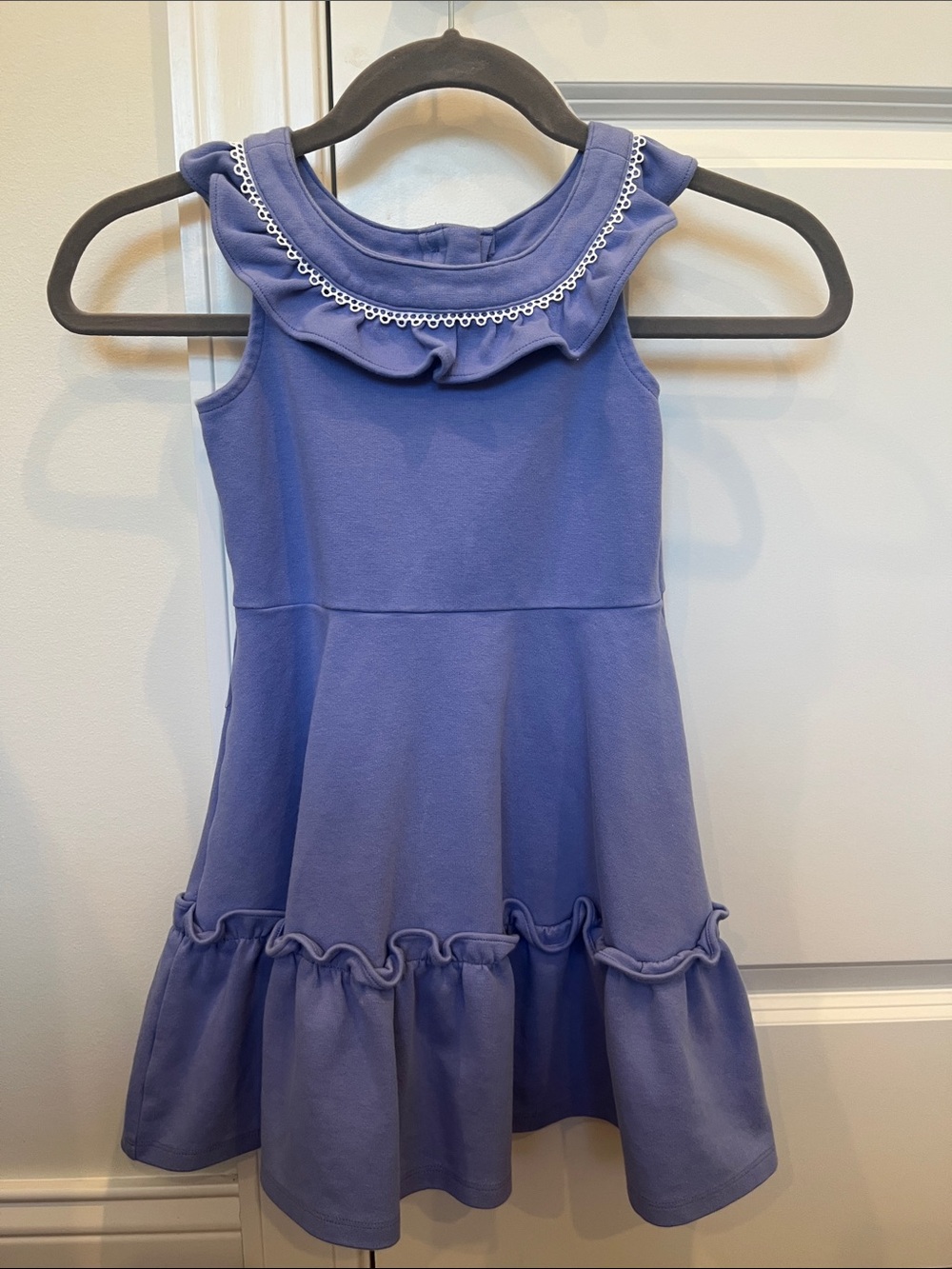 Girls Sleeveless Purple Ruffle Dress